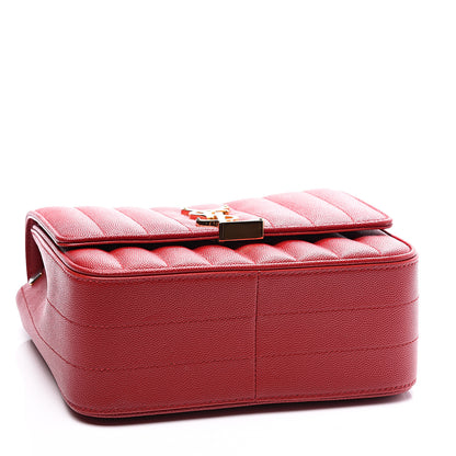 Saint Laurent Grain De Poudre Matelasse Monogram Medium Vicky Chain Bag Red 3 of 10