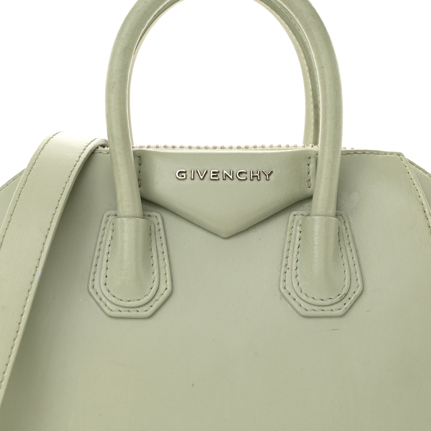 Shiny Lord Calfskin Mini Antigona Aqua Green