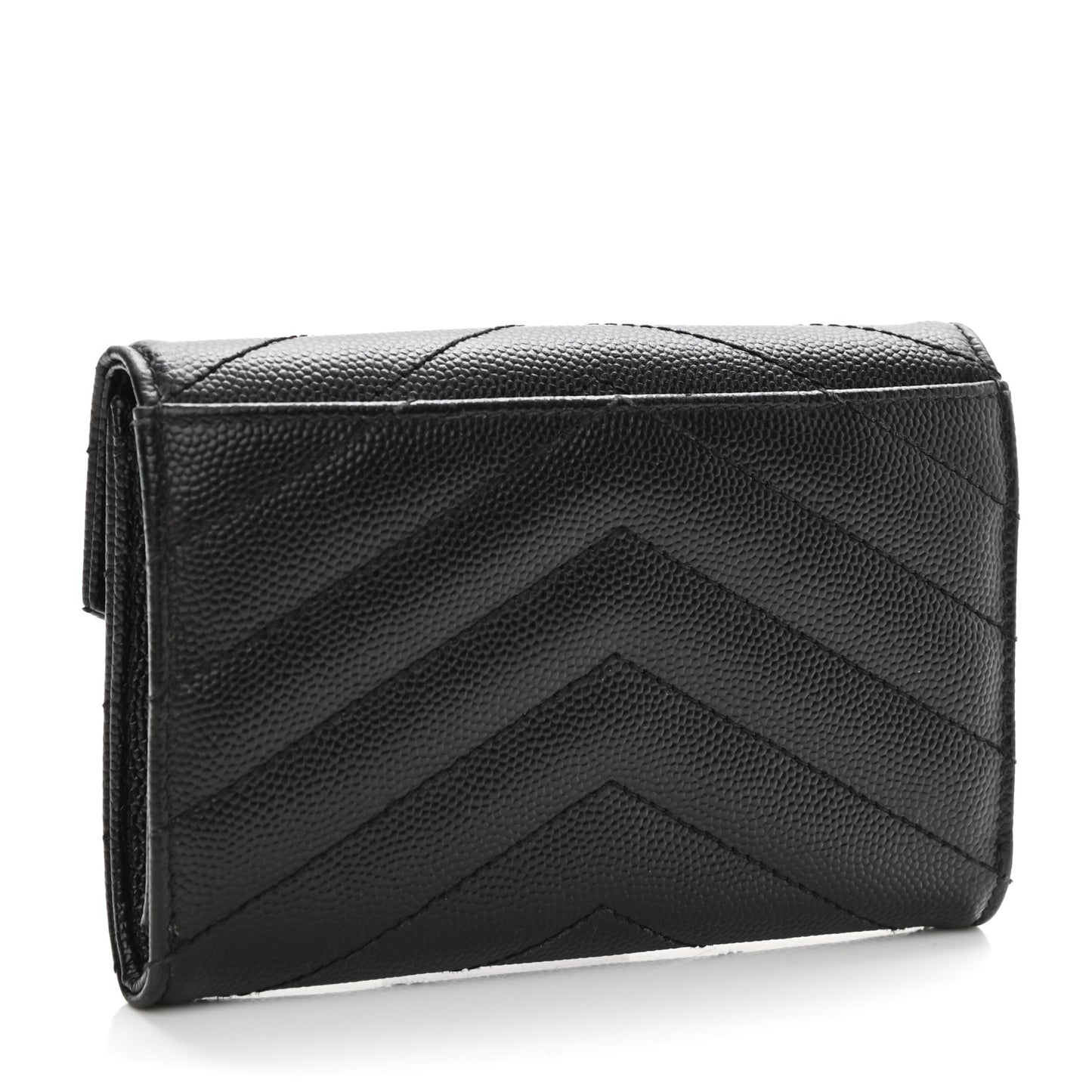 Grain De Poudre Matelasse Chevron Small Monochrome Monogram Envelope Wallet Black