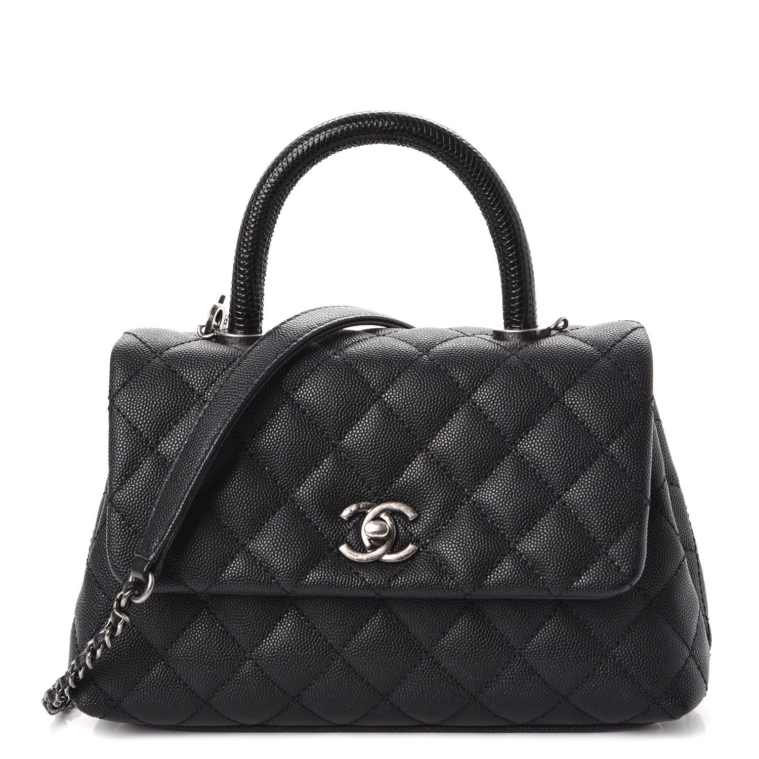 Chanel Caviar Lizard Quilted Mini Coco Handle Flap Black 1 of 7