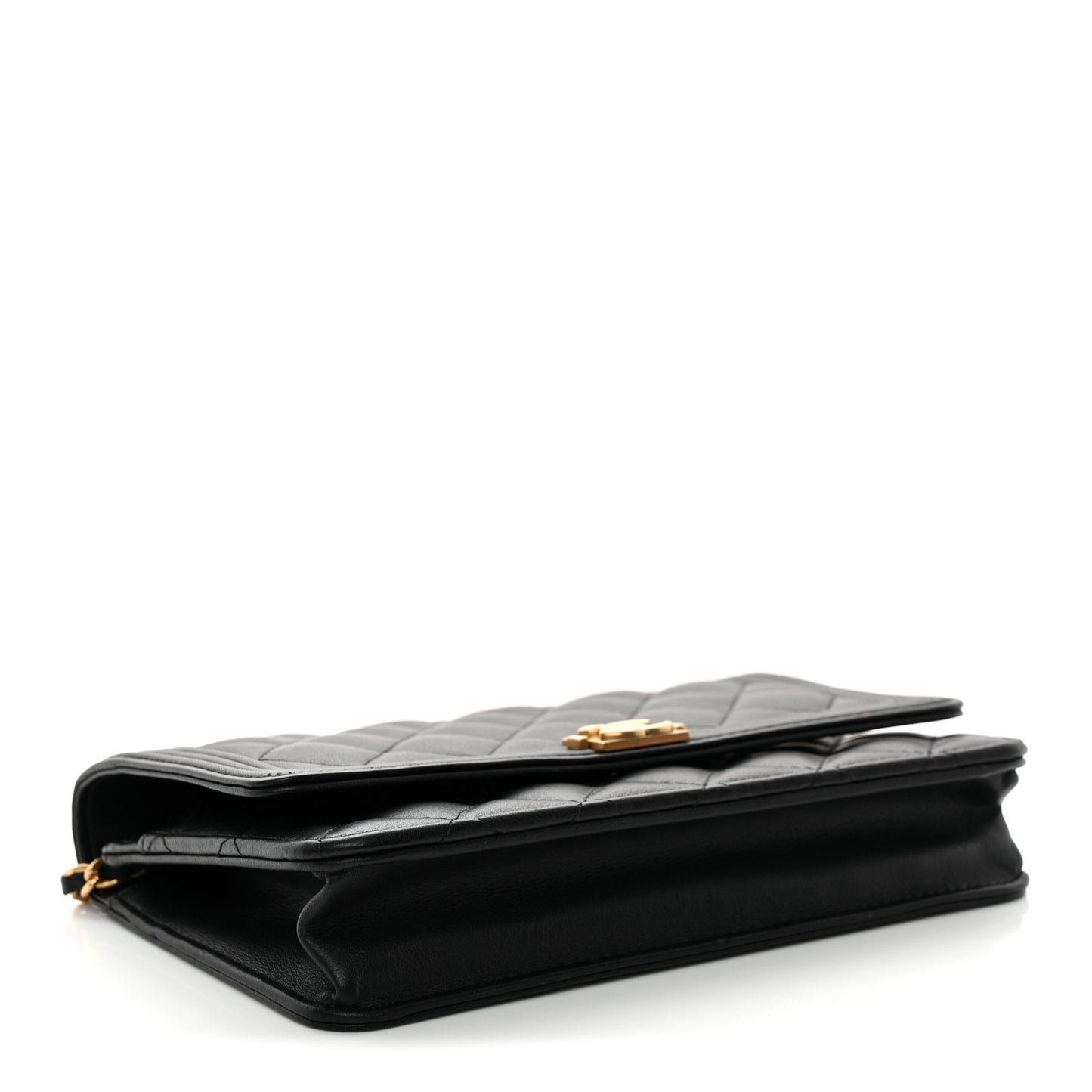 Lambskin Quilted Boy Wallet On Chain WOC Black