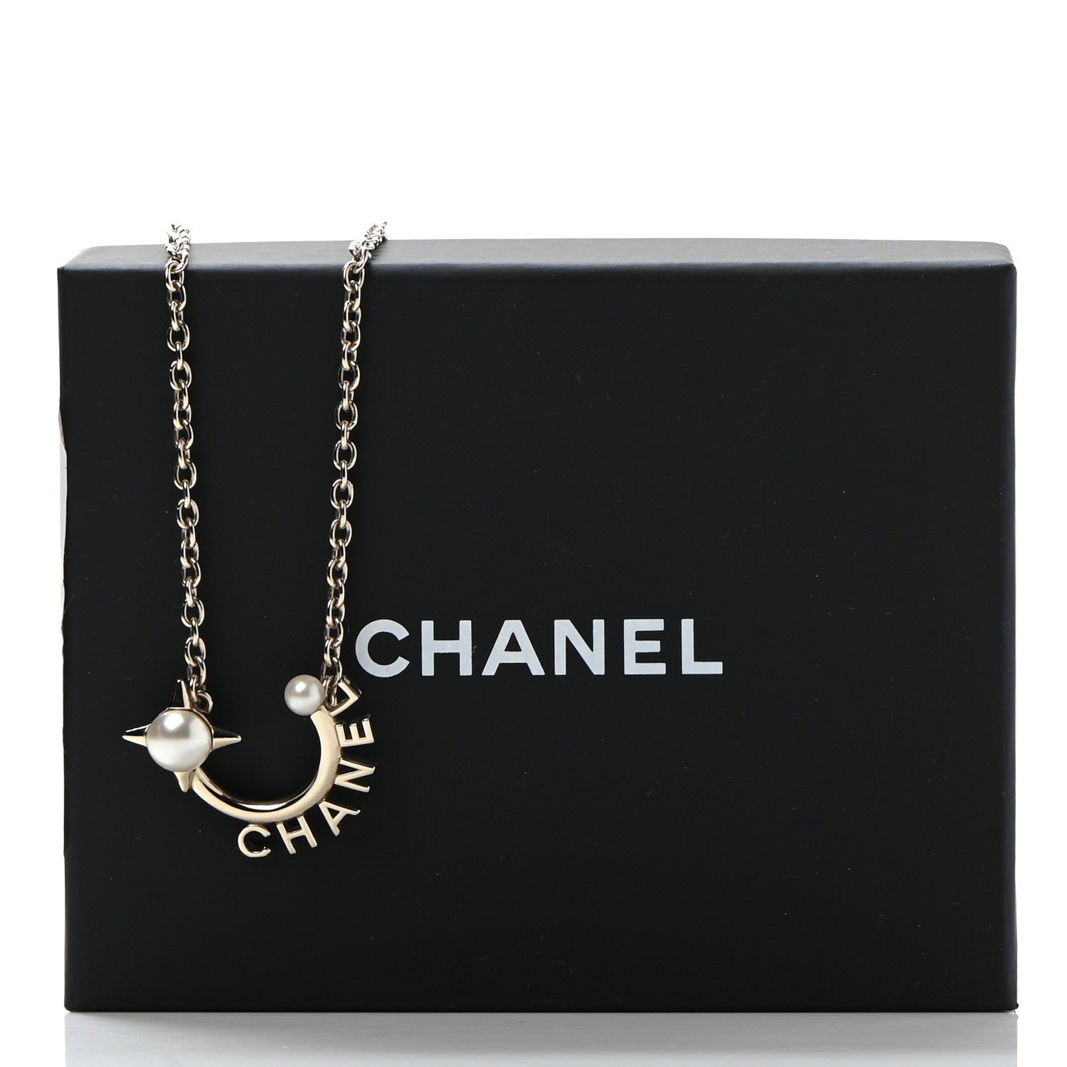 Chanel Pearl Logo Necklace Gold 7 of 7