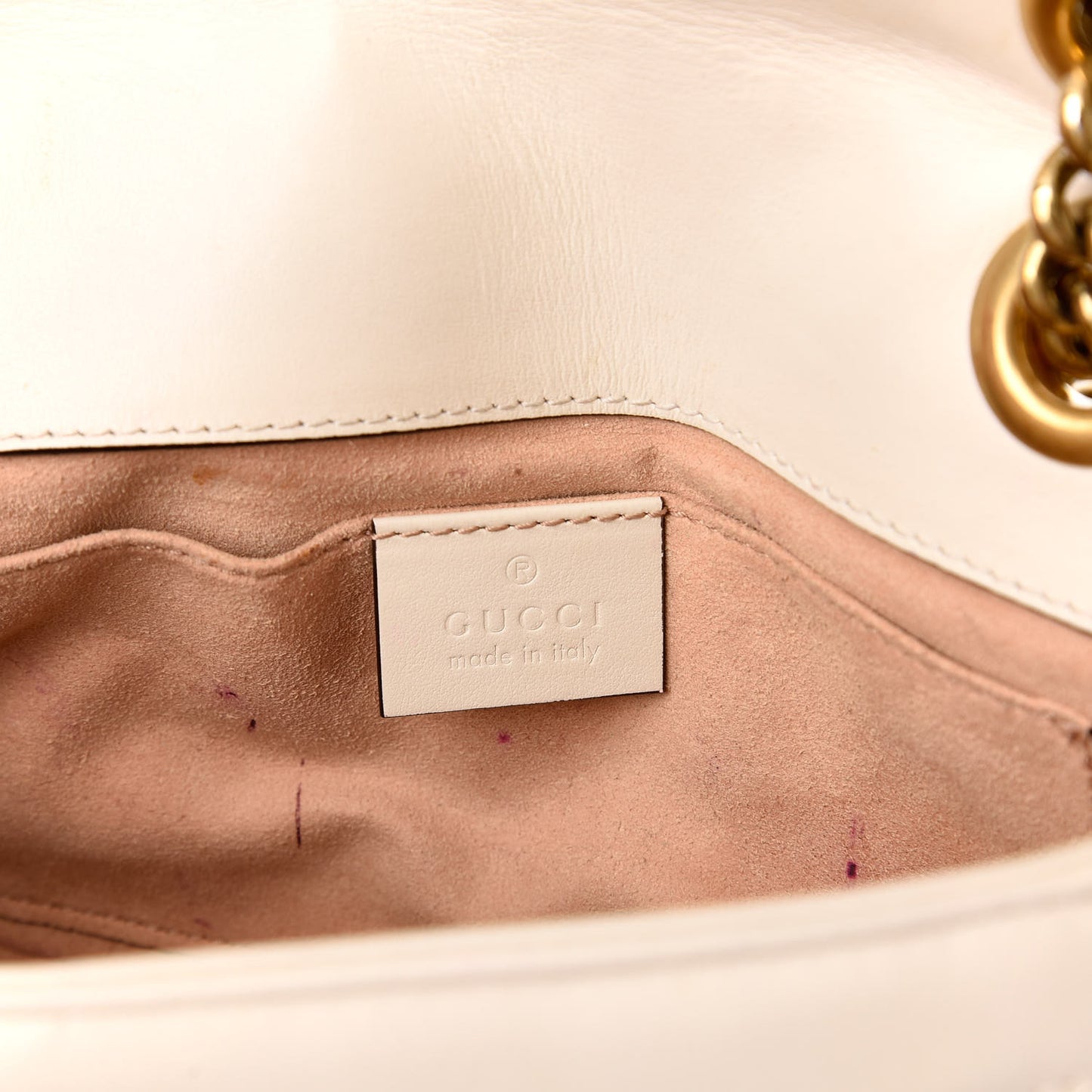 Calfskin Matelasse Mini GG Marmont Shoulder Bag White
