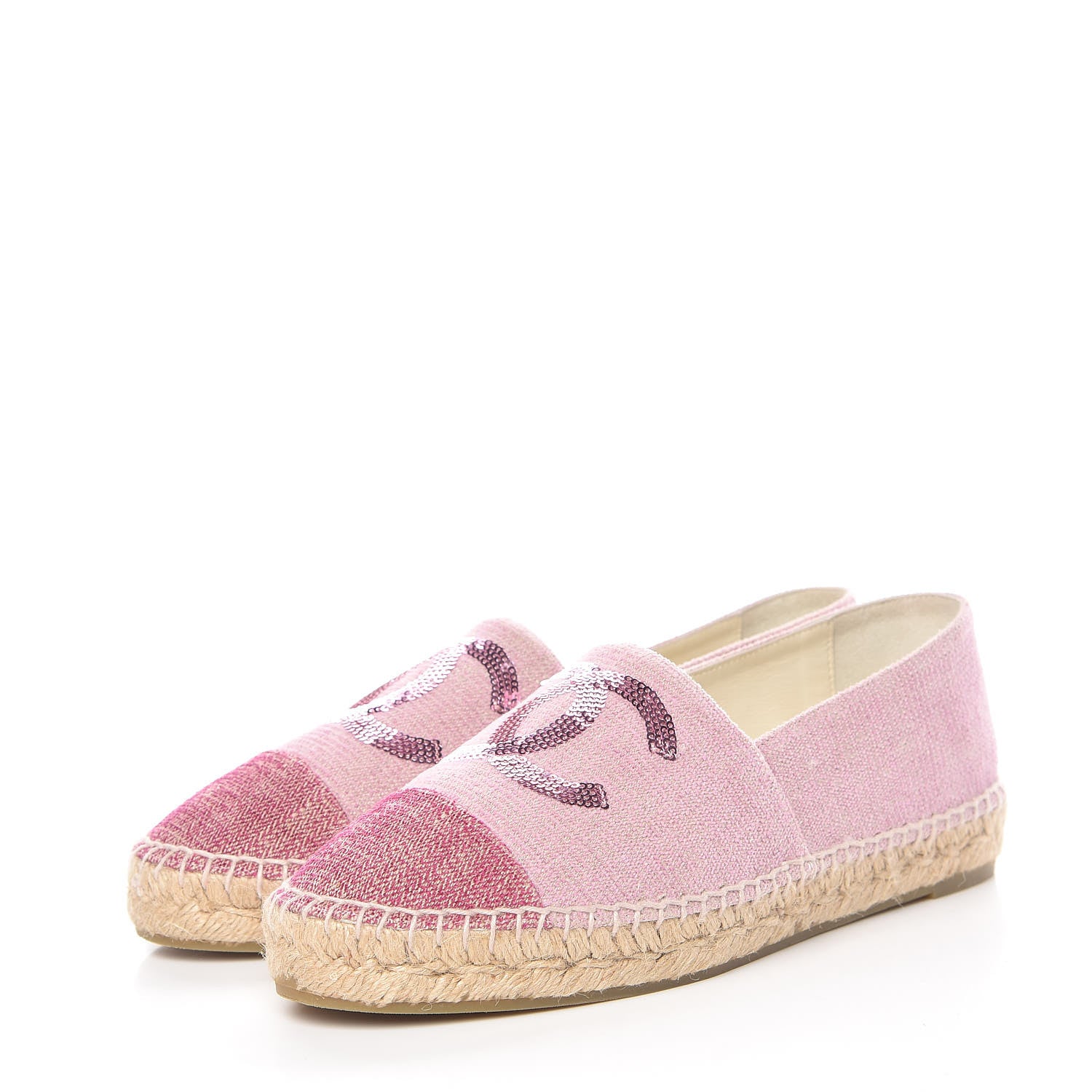 Chanel Toile Sequin CC Espadrilles 40 Pink Dark Pink 3 of 13