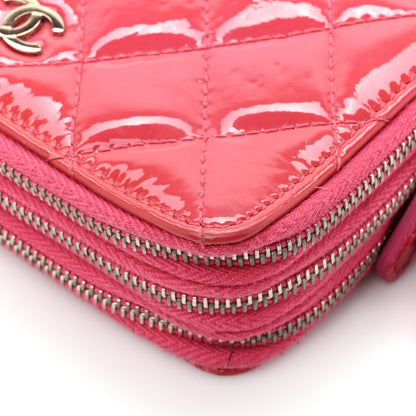 Chanel Patent Calfskin Quilted Zip Around Phone Holder Fuchsia 12 of 16