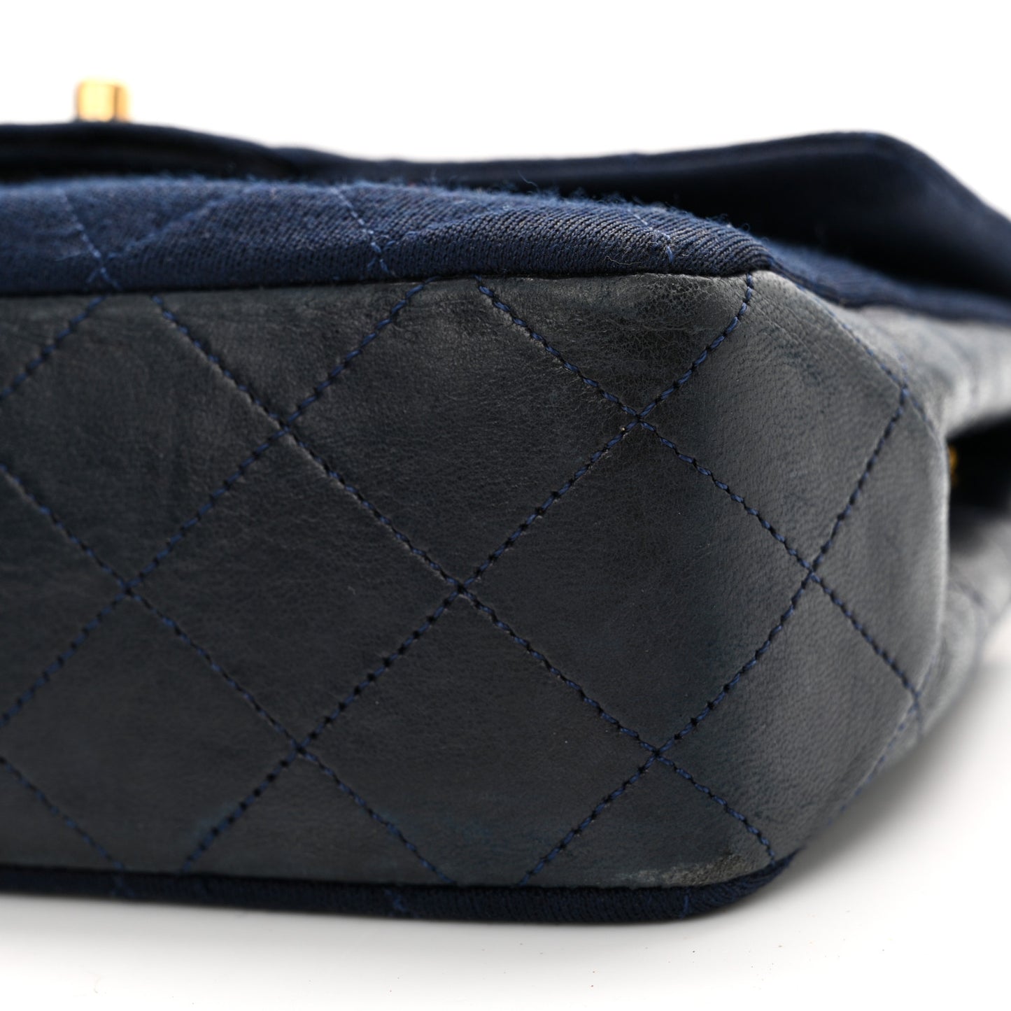 Jersey Lambskin Quilted Mini Square Flap Navy
