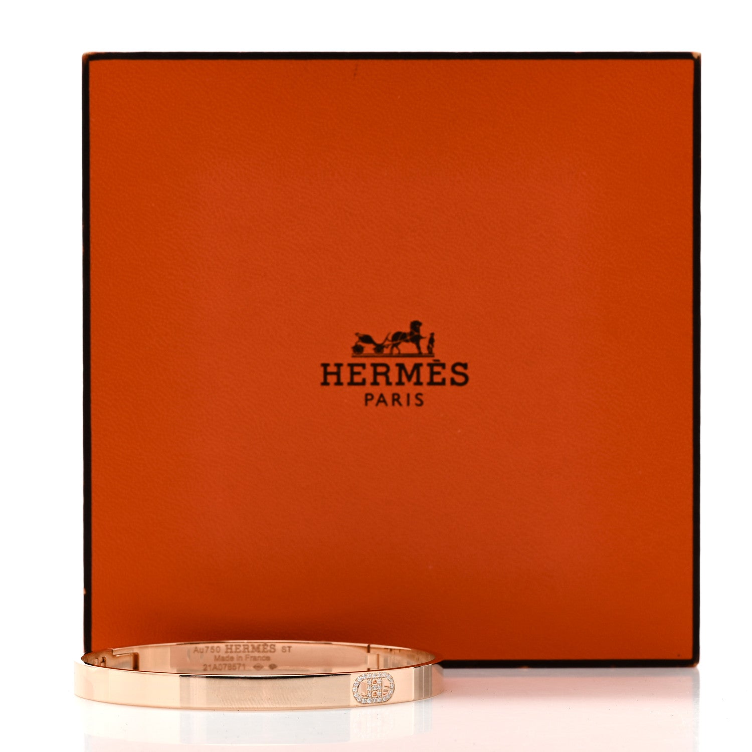 Hermes 18K Rose Gold Diamond PM H D'Ancre Bracelet ST 4 of 4
