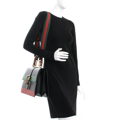 Gucci Calfskin Bamboo Web Large Dionysus Top Handle Bag Black Bright Evergreen Hibiscus Red 2 of 12