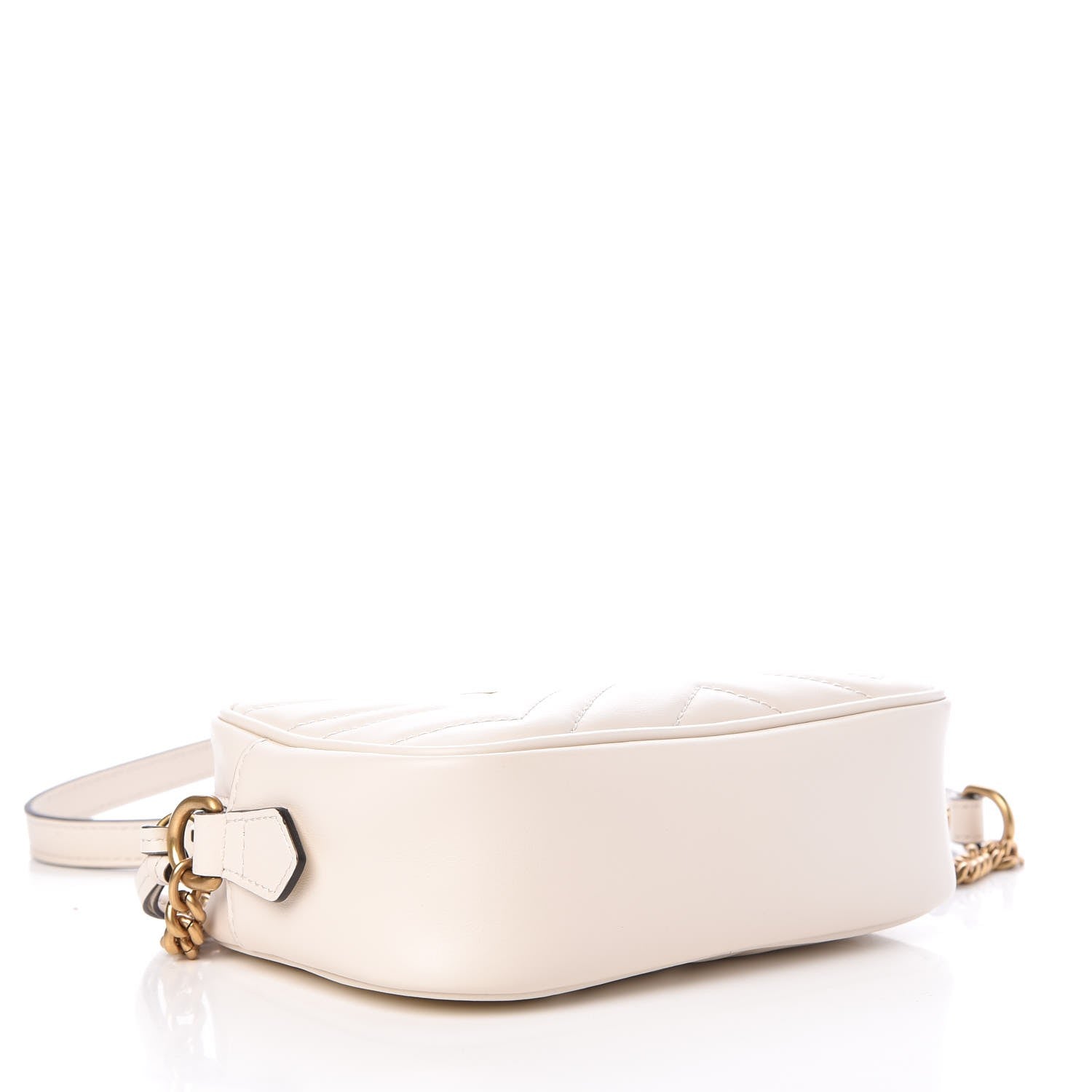 Gucci Calfskin Matelasse Mini GG Marmont Chain Shoulder Bag White 3 of 7