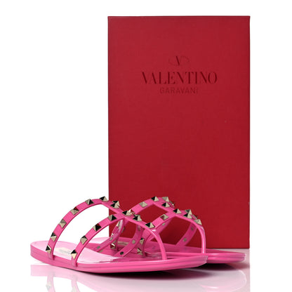 Valentino Garavani PVC Jelly Rockstud Caged Flat Thong Sandals 40 Dawn Pink 8 of 8