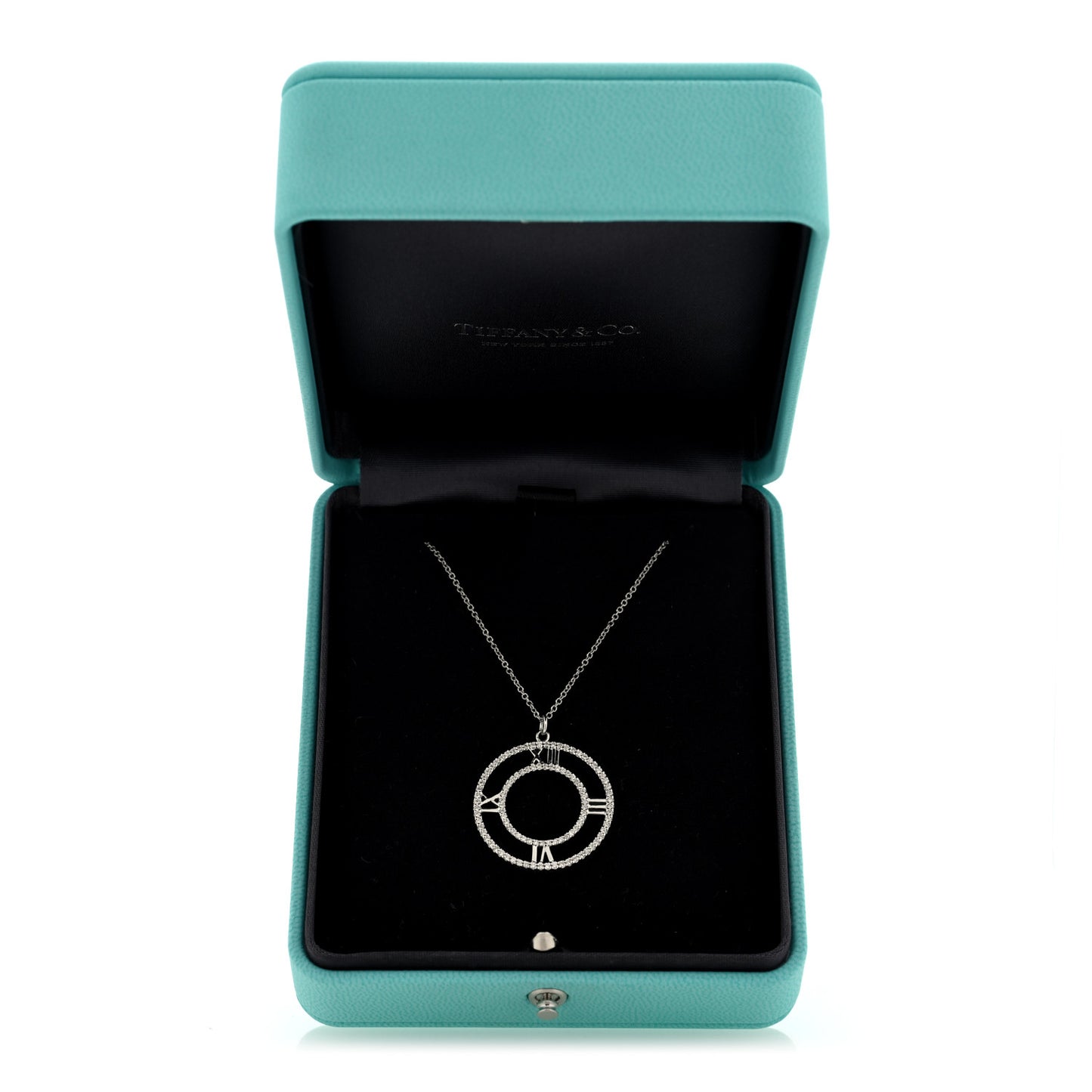 18K White Gold Diamond Medium Atlas Open Pave Pendant Necklace