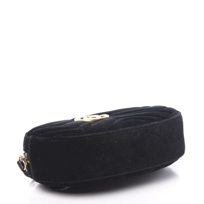 Gucci Velvet Matelasse GG Marmont Belt Bag 95 38 Black 3 of 11
