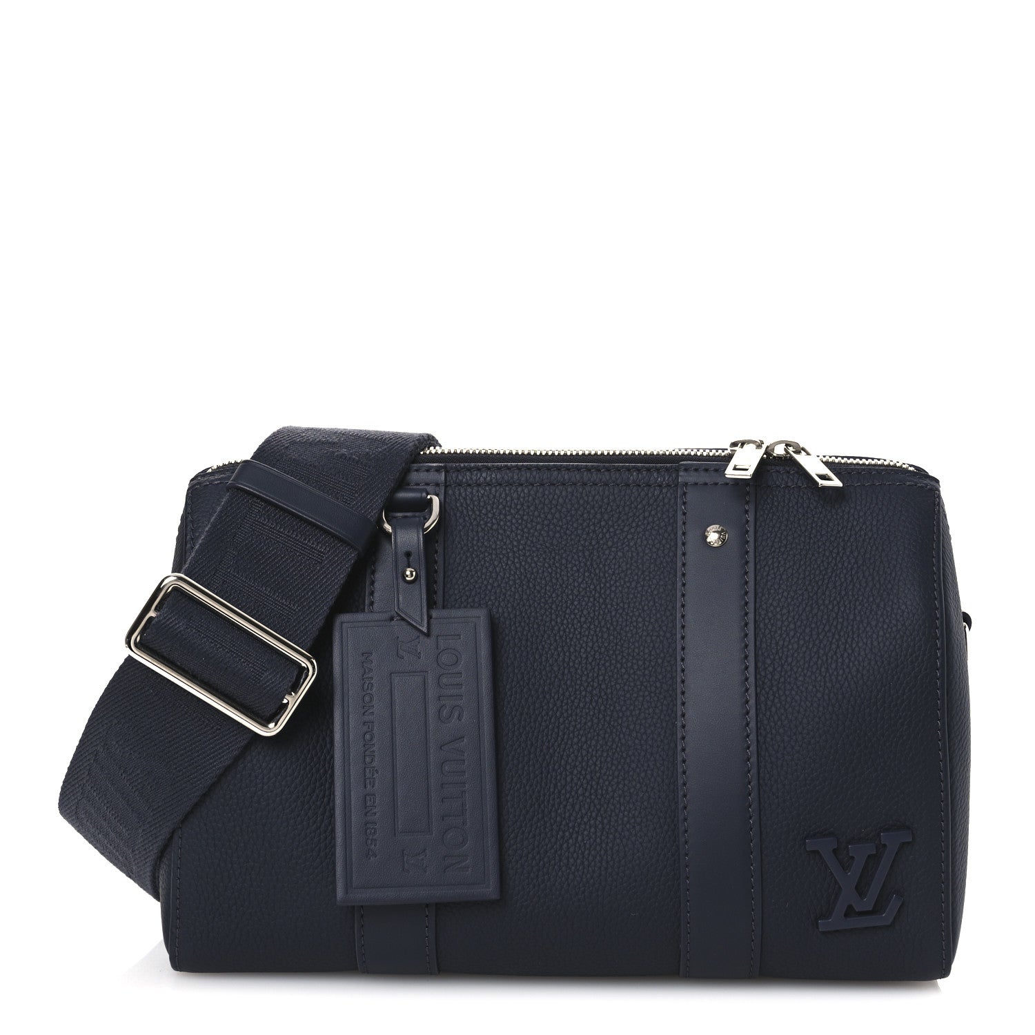Louis Vuitton Grained Calfskin Aerogram City Keepall Ink Blue 1 of 10