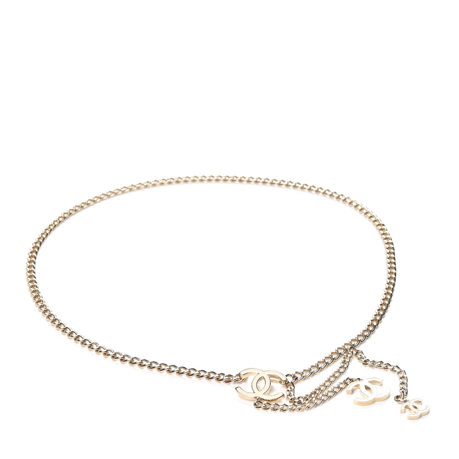 Chanel Enamel CC Chain Logo Belt Gold White 1 of 3