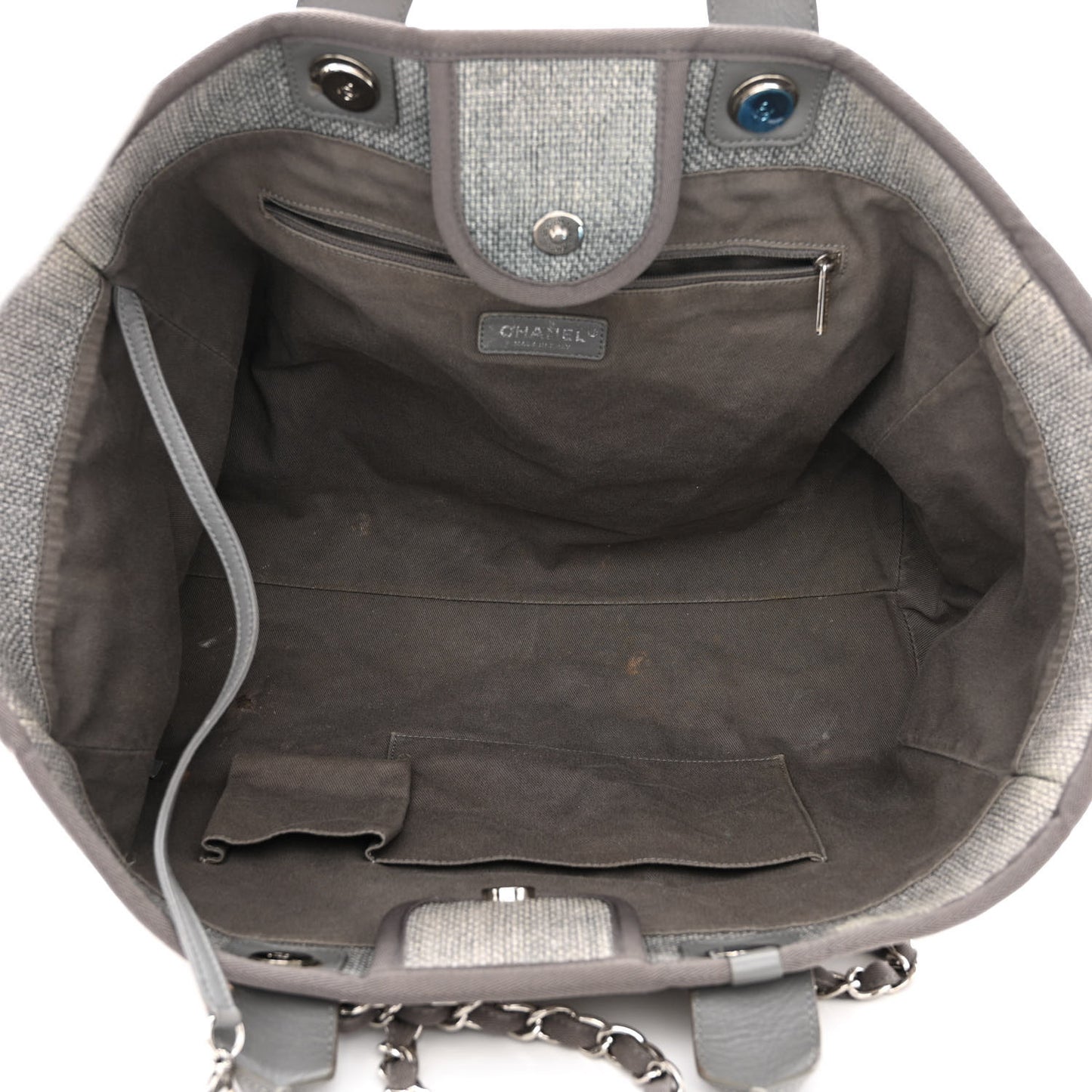 Woven Straw Large Deauville Tote Grey