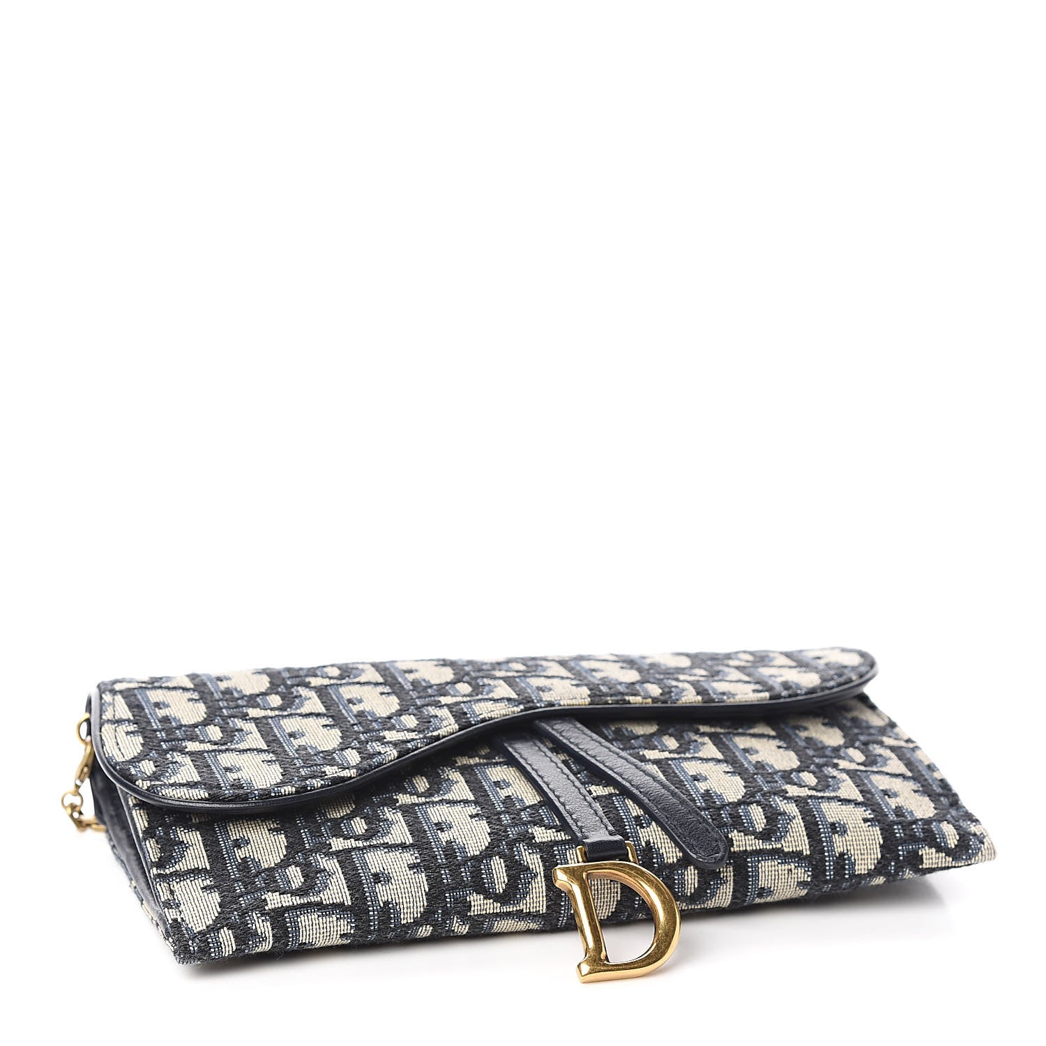 Christian Dior Oblique Saddle Chain Long Wallet Blue 4 of 12