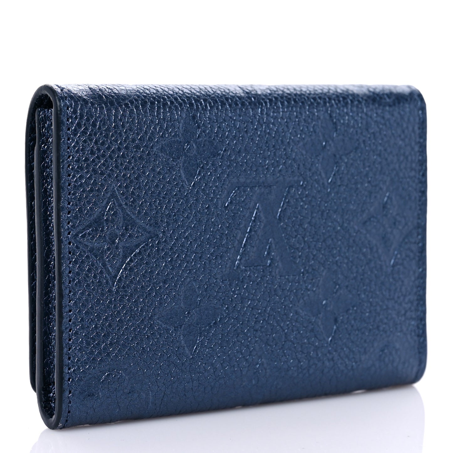 Metallic Monogram Business Card Holder Navy Nacre