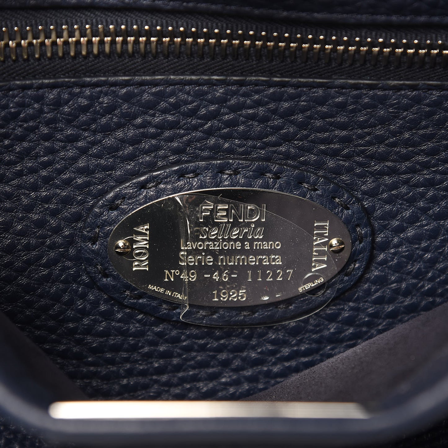 Cuoio Romano Selleria Medium Peekaboo Iconic Satchel Blue Notte