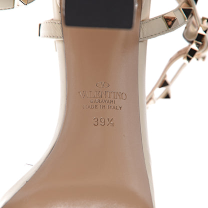 Valentino Garavani Pebbled Calfskin Rockstud Ankle Strap 5/105mm Sandals 39.5 Light Ivory 6 of 9