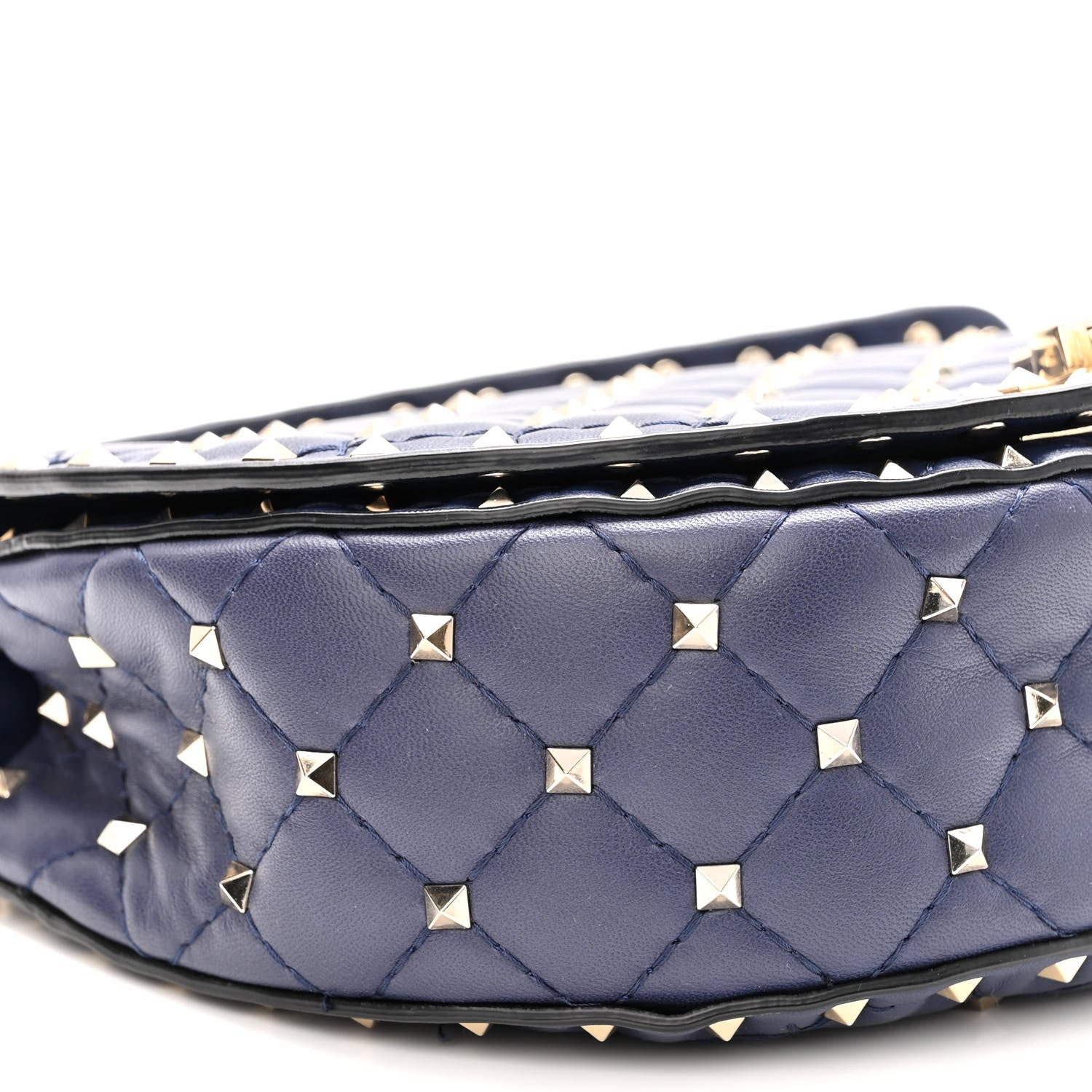 Valentino Garavani Nappa Medium Rockstud Spike Halfmoon Saddle Bag Blue 8 of 11