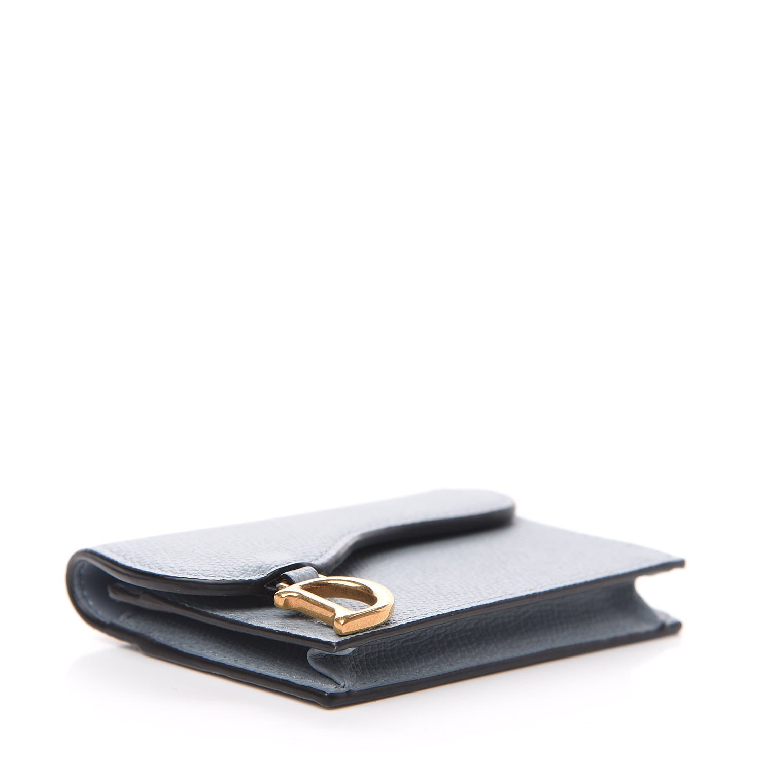 Christian Dior Grained Calfskin Saddle Card Holder Sky Blue 3 of 8