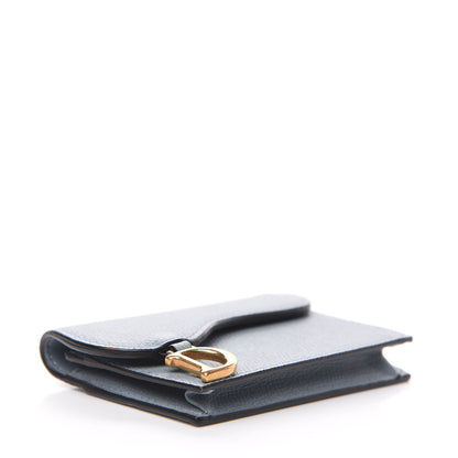 Christian Dior Grained Calfskin Saddle Card Holder Sky Blue 3 of 8