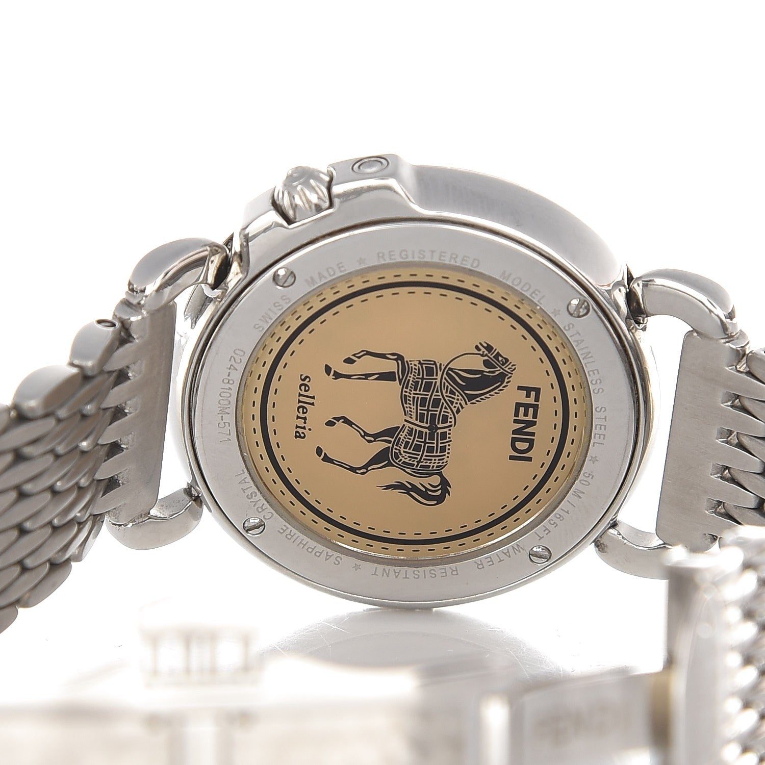 Fendi Stainless Steel Mother of Pearl 37mm 8100M Selleria Quartz Watch Silver 4 of 8