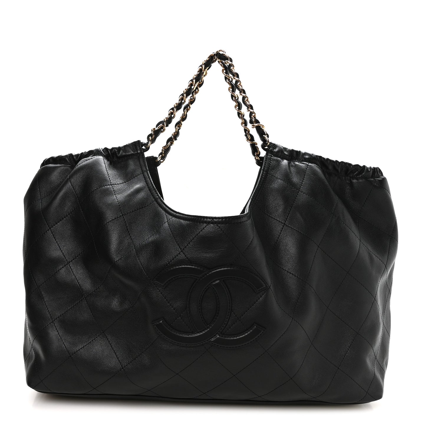 Lambskin Quilted Neo Cabas Shopping Tote Black