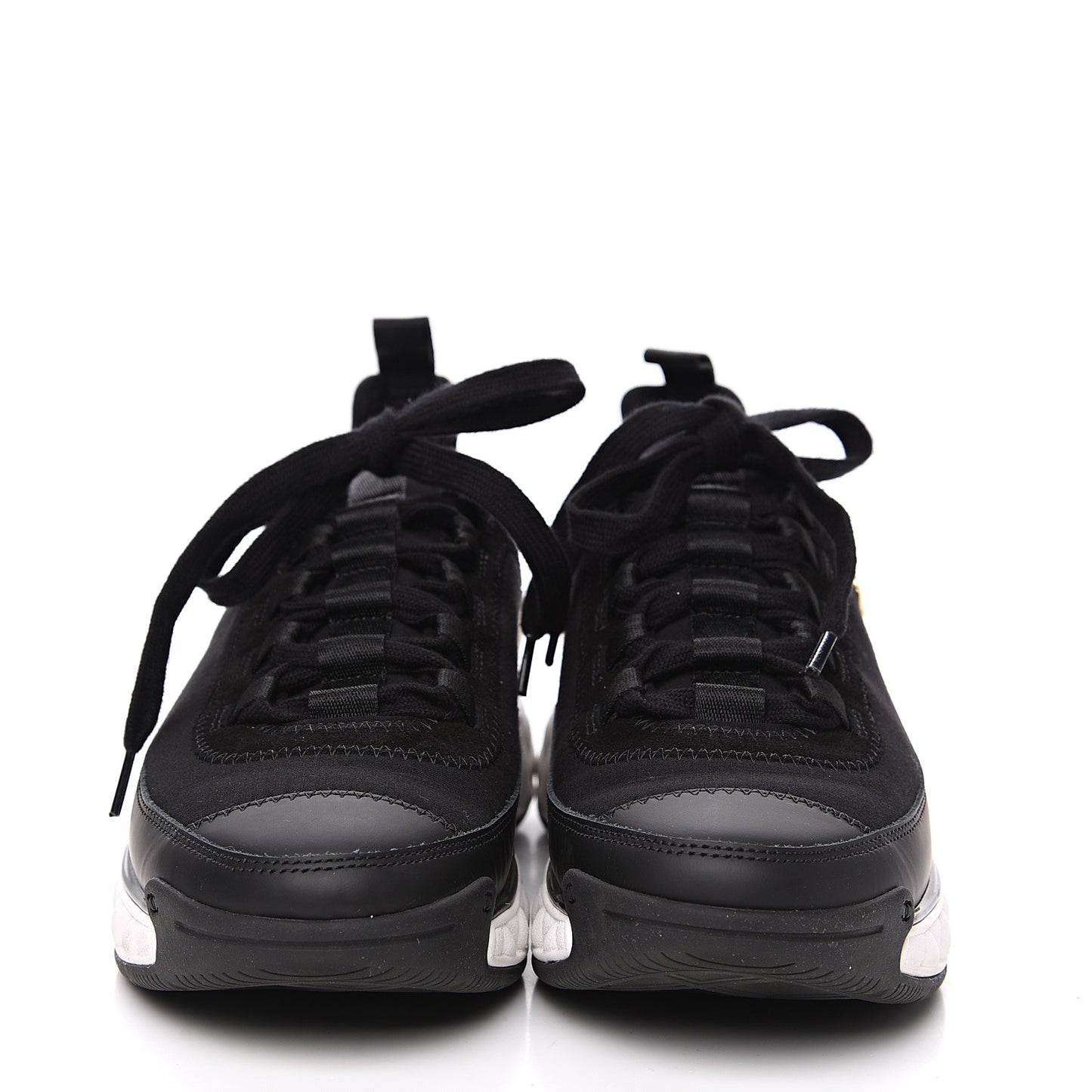 Velvet Calfskin Mixed Fibers CC Sneakers 36.5 Black
