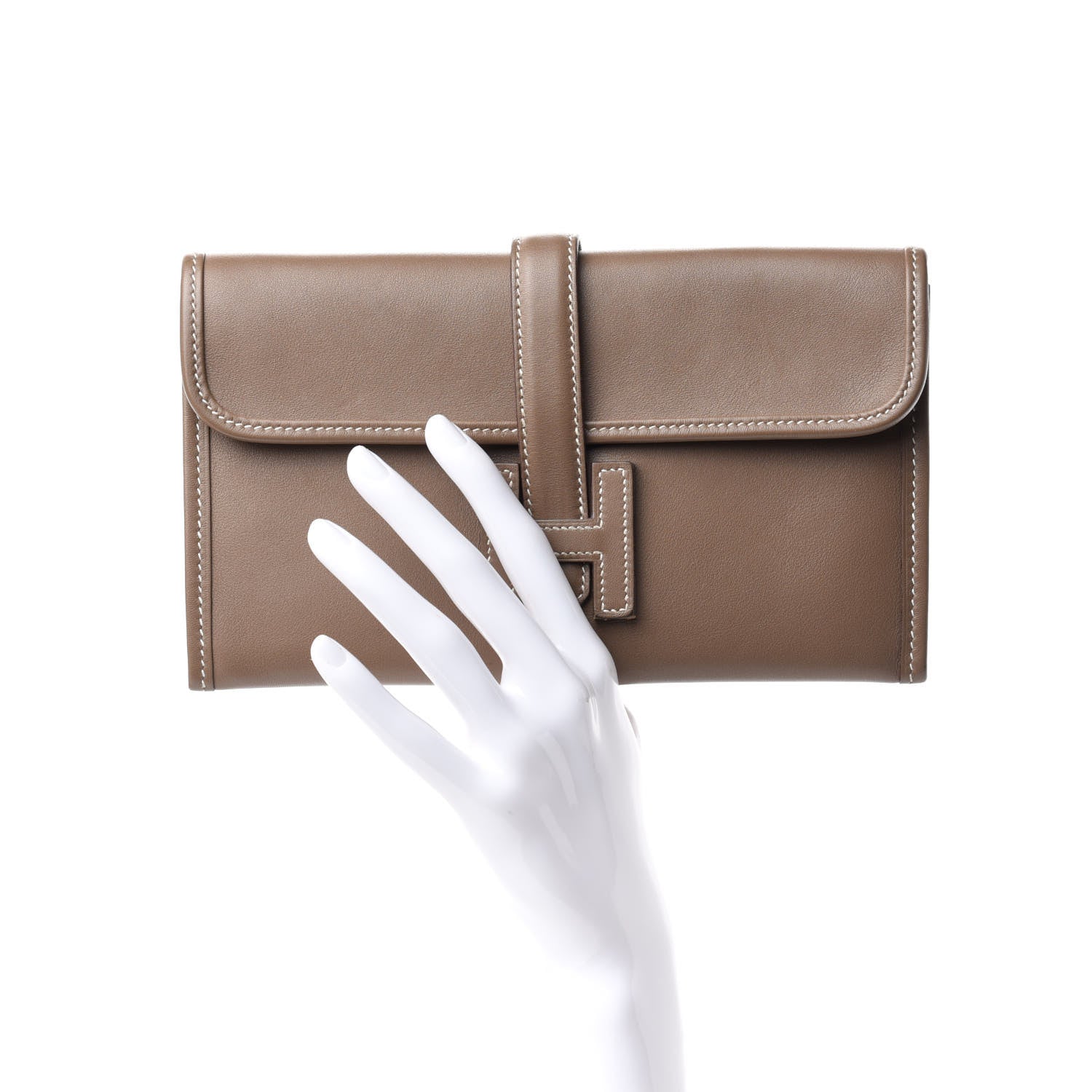 Hermes Swift Jige Duo Clutch Etoupe 2 of 8