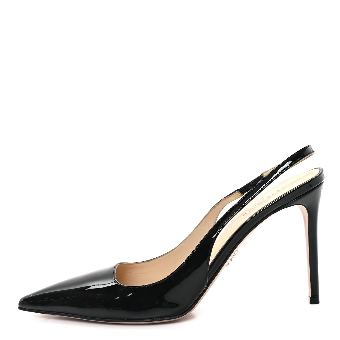 Vernice Triangle Logo Pointed Toe Slingback Pumps 40 Black