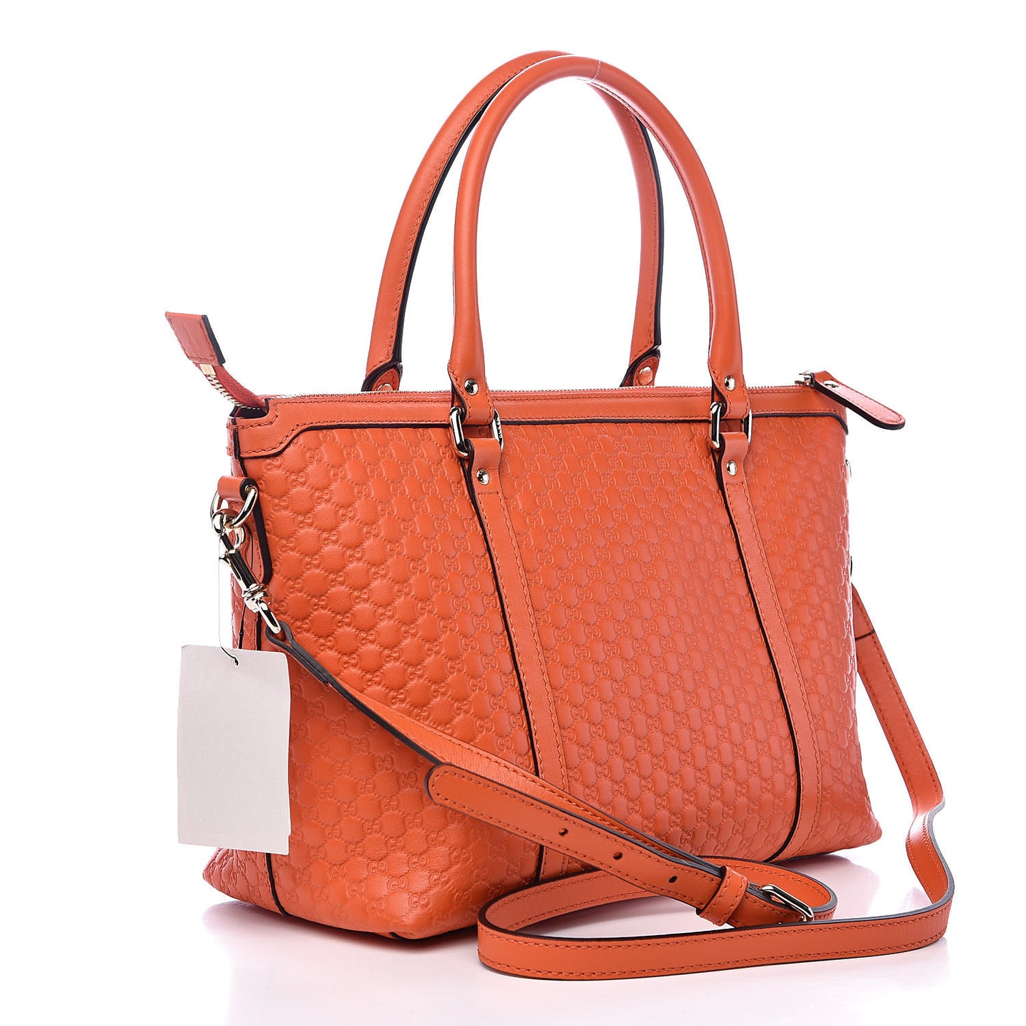 Soft Microguccissima Small Zippered Satchel Sun Orange