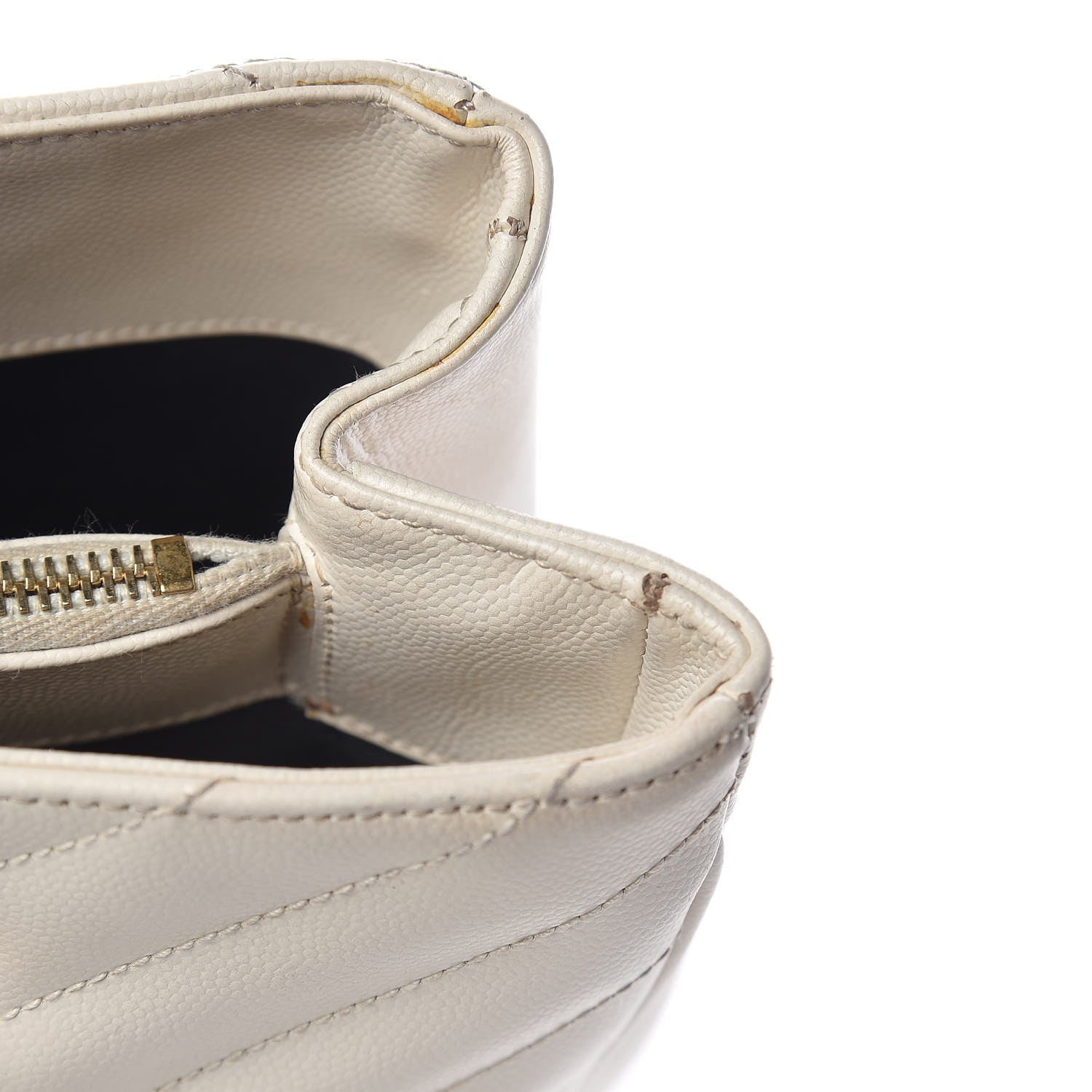 Saint Laurent Grain De Poudre Matelasse Chevron Monogram Shopping Bag White 11 of 20