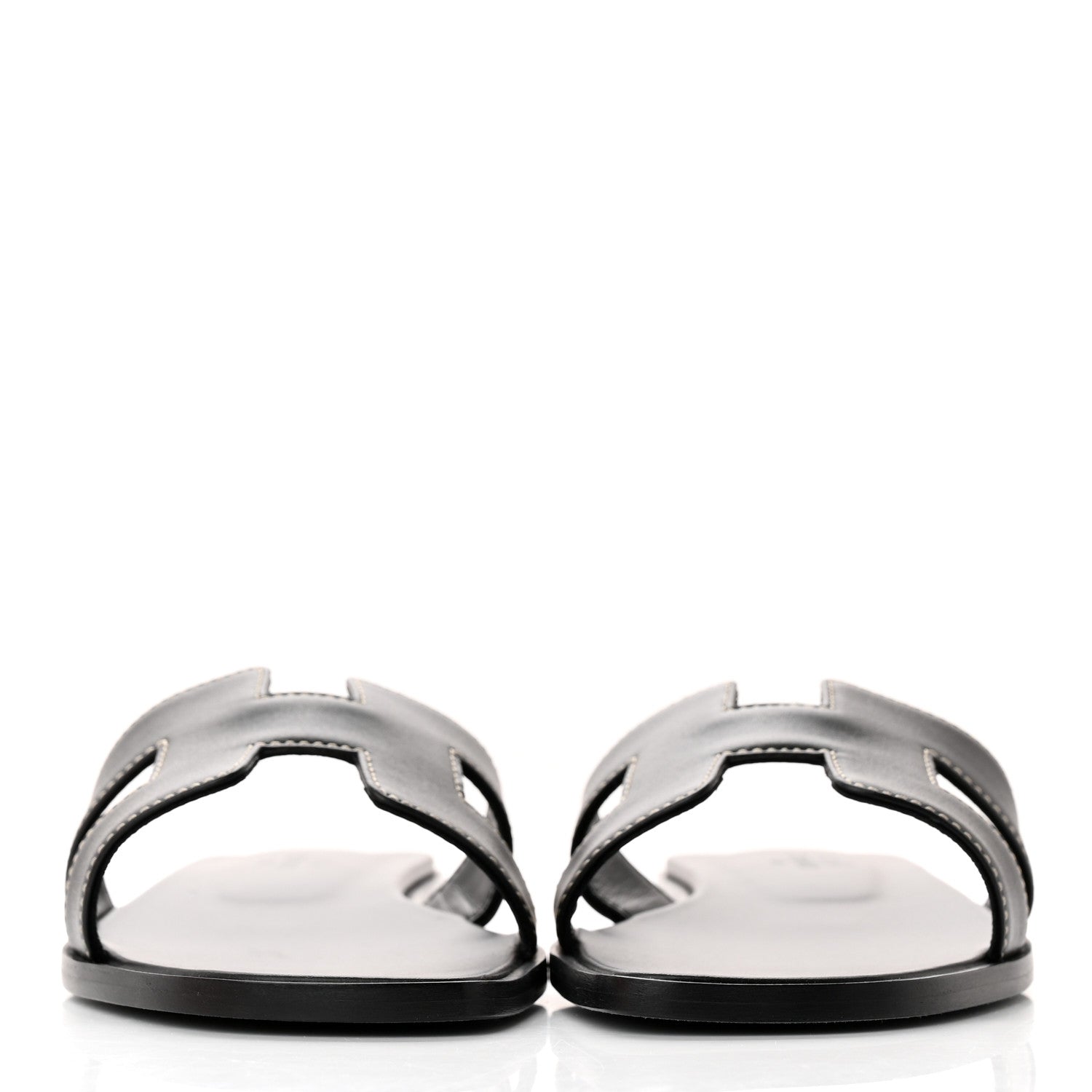 Hermes Box Calfskin Oran Sandals 36.5 Black 2 of 8