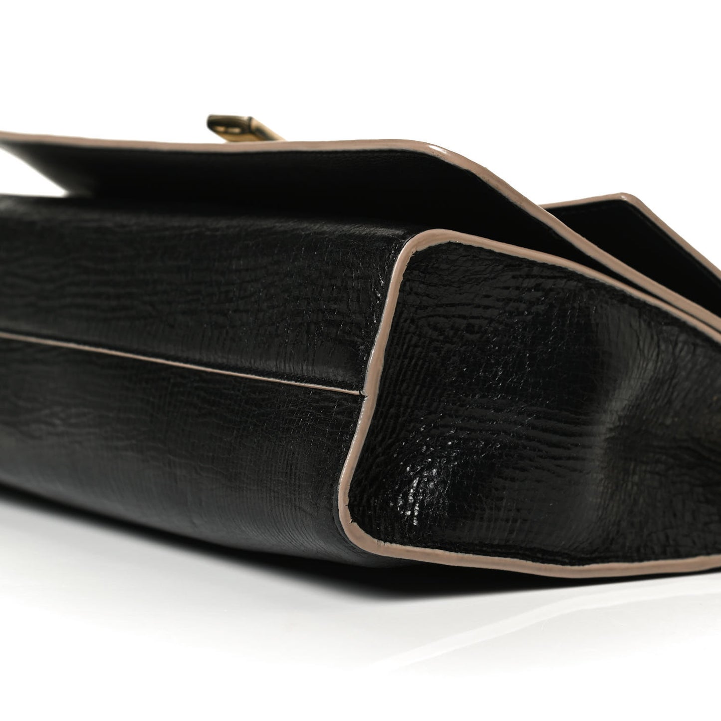 Washed Crinkled Calfskin Rebel Crossbody Bag Black