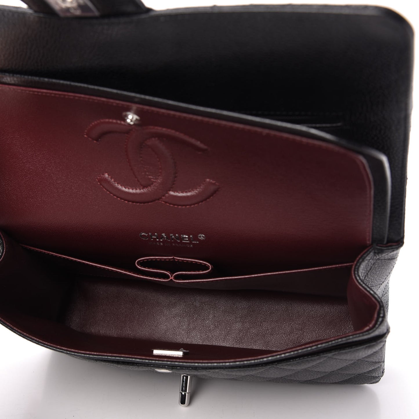Caviar Quilted Medium Double Flap Black