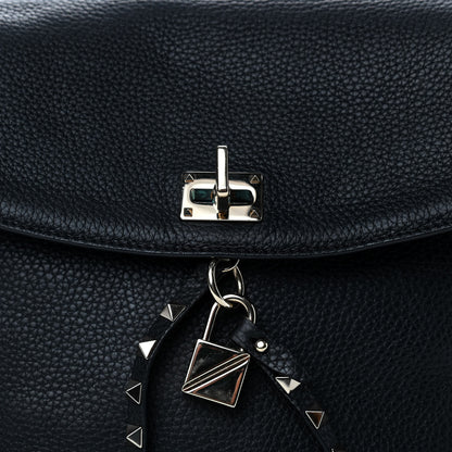 Valentino Garavani Grained Lagun Calfskin Rockstud Twiny Top Handle Bag Black 9 of 9