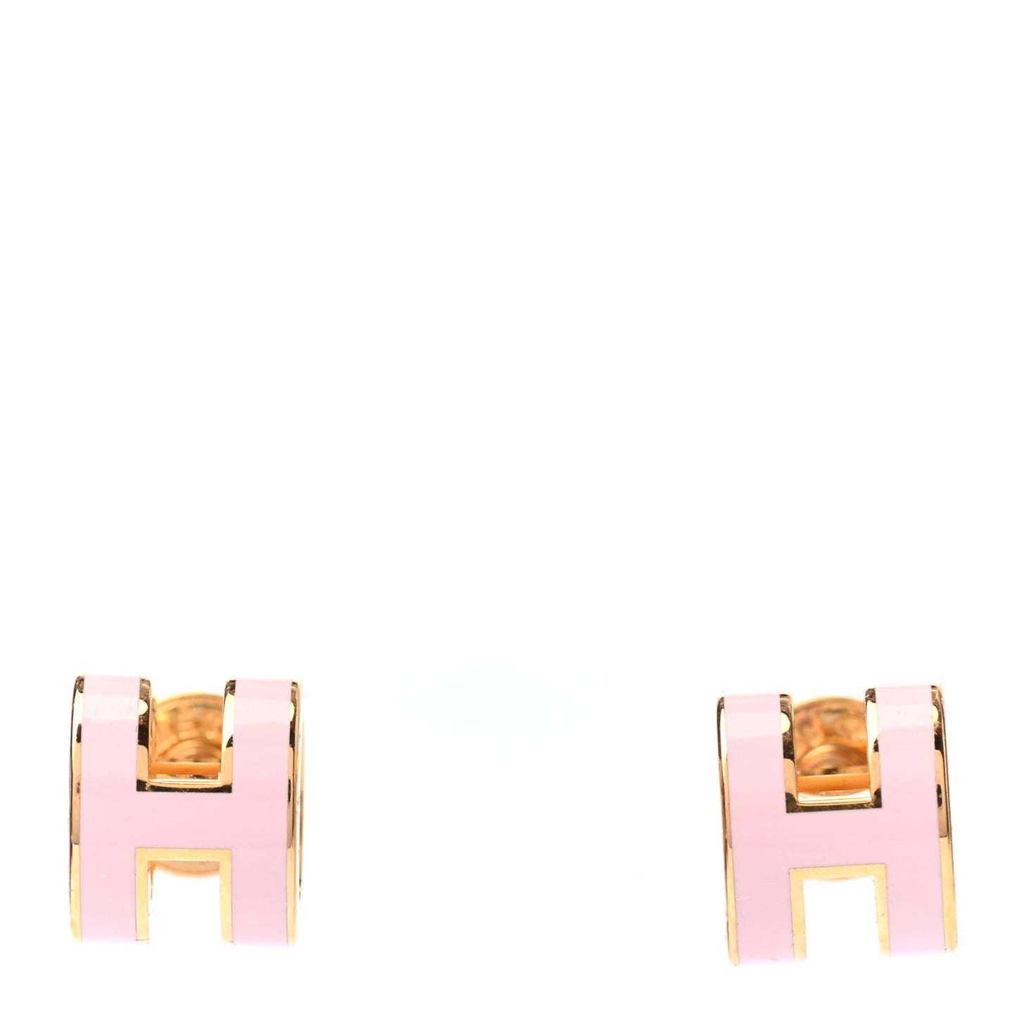 Gold Lacquered Mini Pop H Earrings Rose Dragee