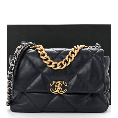 Chanel Lambskin Quilted Large Chanel 19 Flap Navy Blue 11 of 11