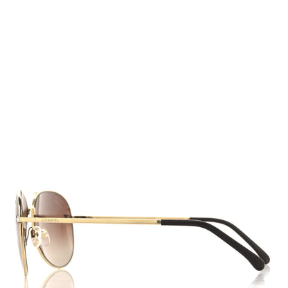 Chanel Aviator CC Sunglasses 4189-T-Q Gold 3 of 8