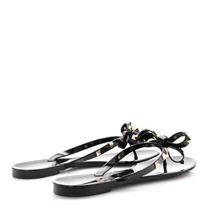 Valentino Garavani PVC Jelly Rockstud Bow Thong Sandals 39 Black 5 of 9