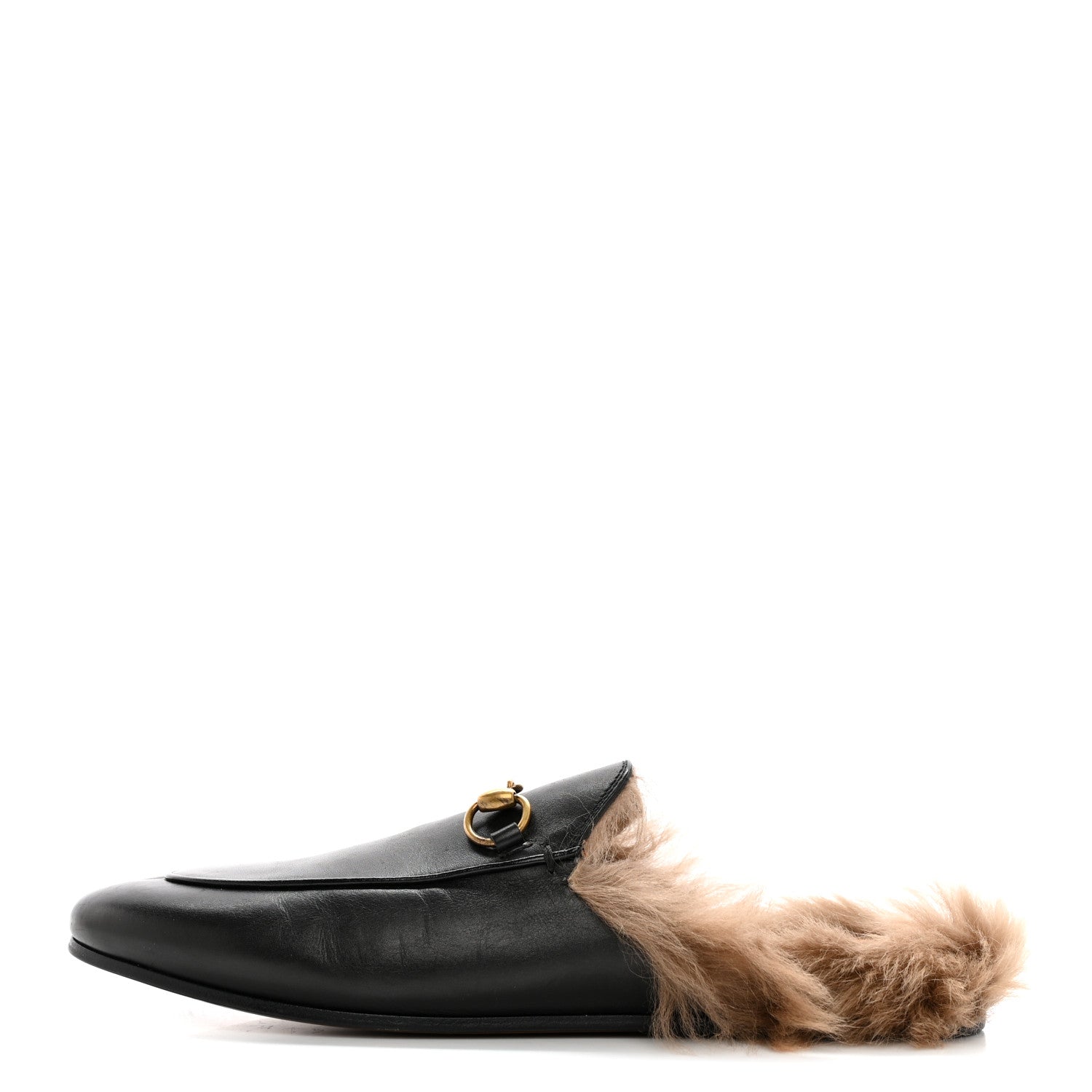 Gucci Calfskin Fur Womens Princetown Slippers 38 Black 1 of 11