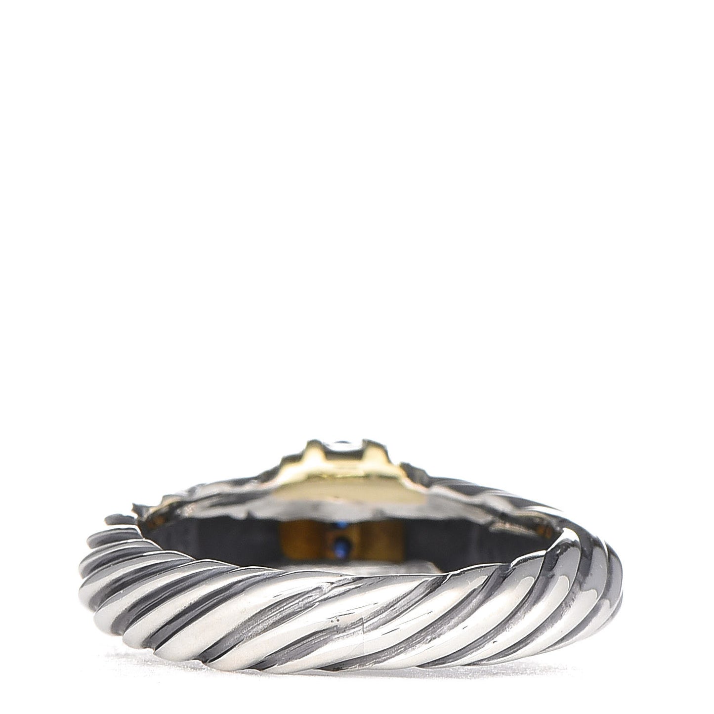 Sterling Silver 14K Yellow Gold Black Diamond Cable Station Ring 51 5.75