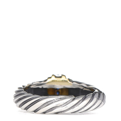 David Yurman Sterling Silver 14K Yellow Gold Black Diamond Cable Station Ring 51 5.75 5 of 5