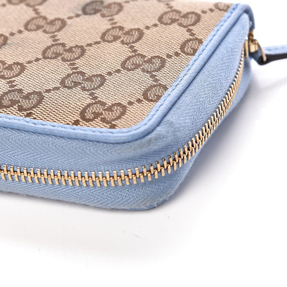 Gucci Monogram Dollar Calfskin Zip Around Compact Wallet Beige Ebony Mineral Blue 11 of 13