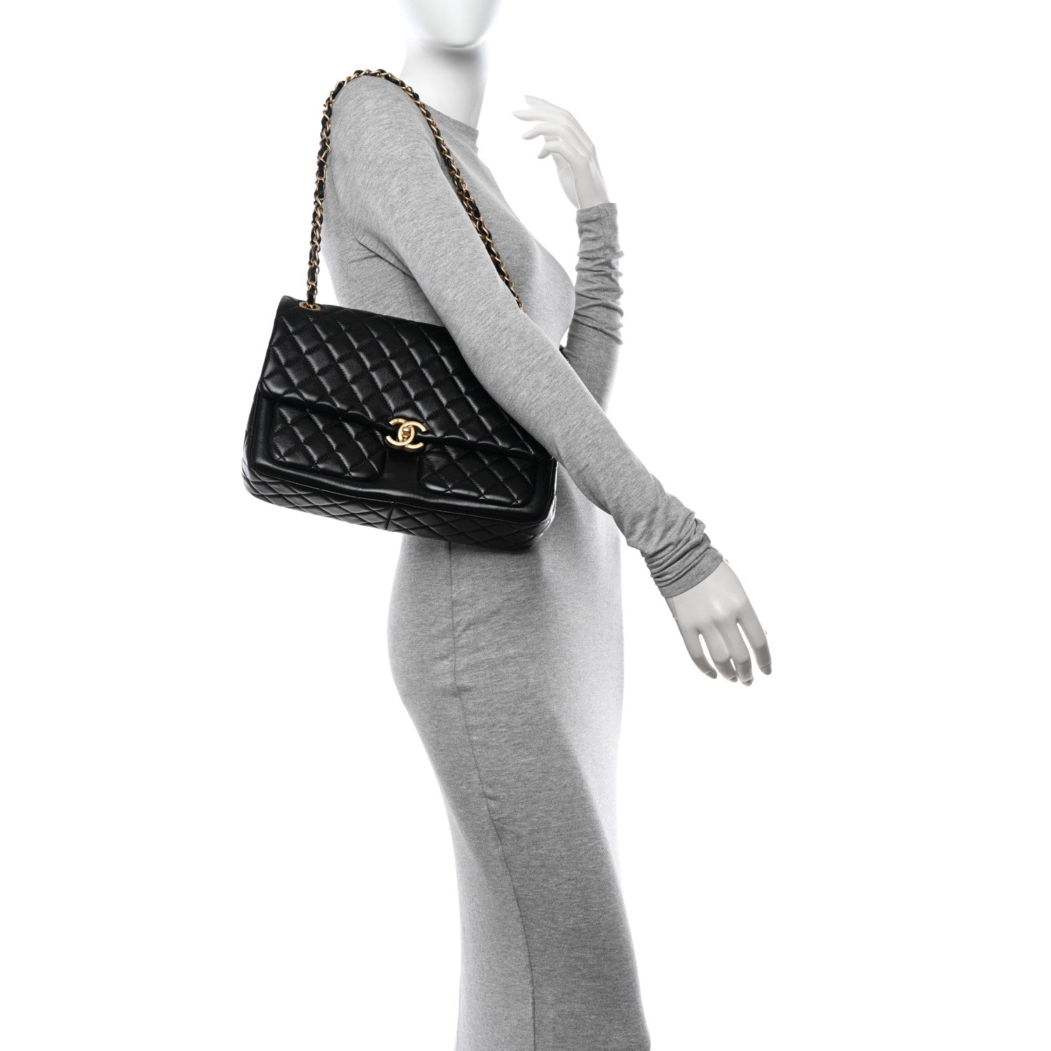 Chanel Shiny Lambskin Quilted Daily Friend Flap Black 2 of 11