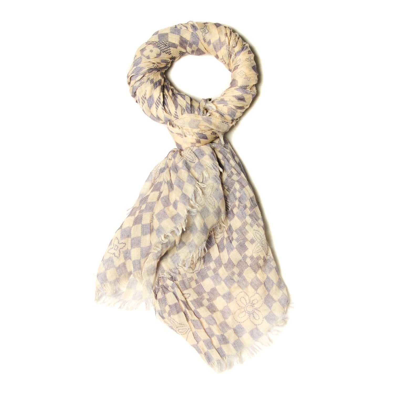 Louis Vuitton Cashmere Silk Damier Azur Stole 1 of 6