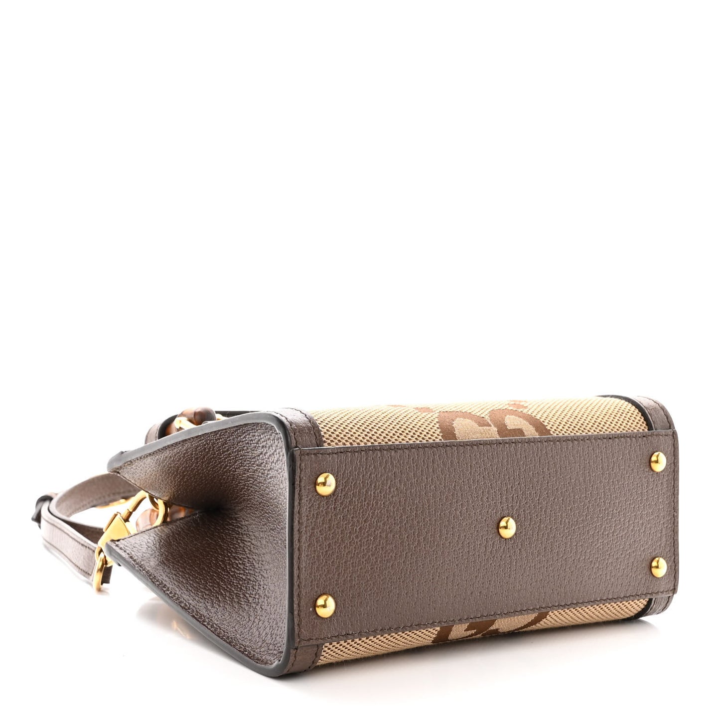 Monogram Jumbo GG Textured Dollar Calfskin Mini Diana Tote Bag Camel Ebony New Acero