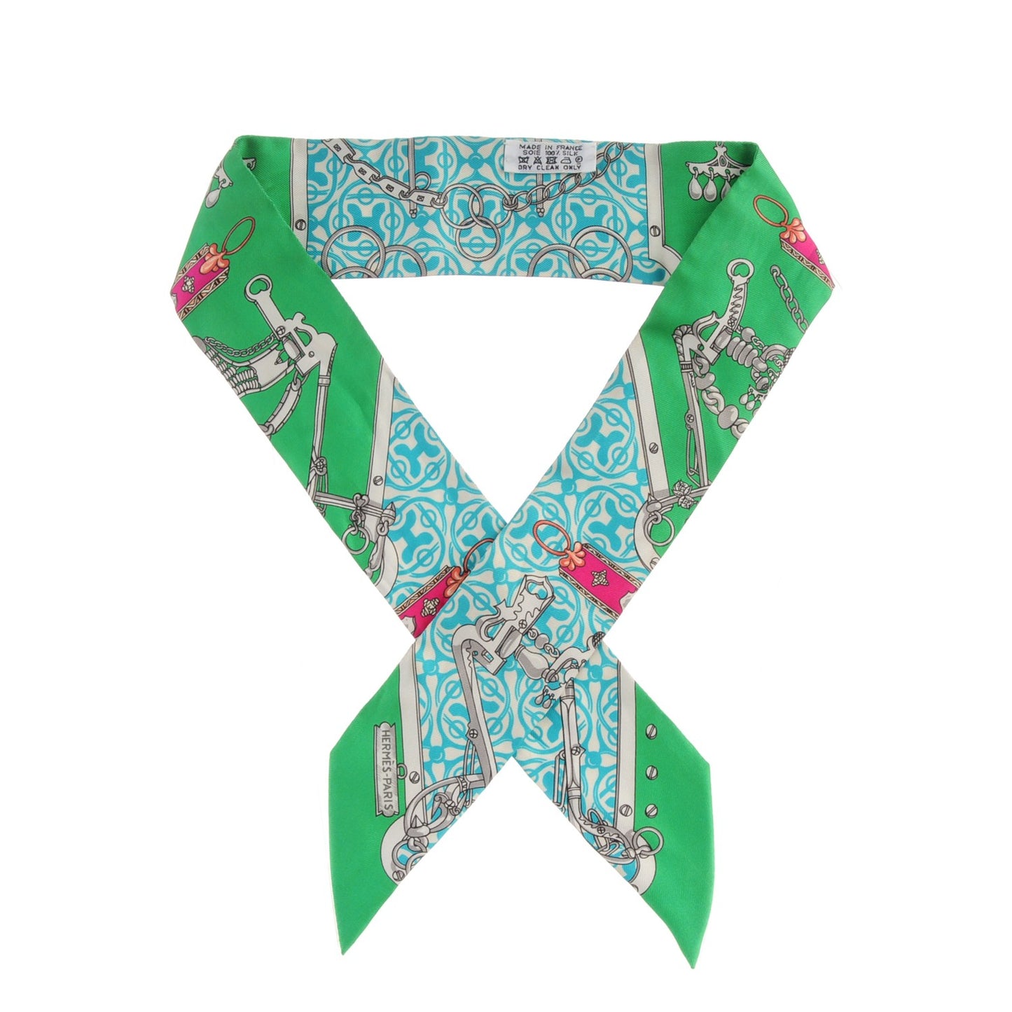 Silk Mors Et Gourmettes Remix Twilly Vert Vif Bleu Fuchsia