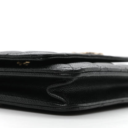 Chanel Shiny Caviar Quilted Strass CC Wallet On Chain WOC Black 10 of 11